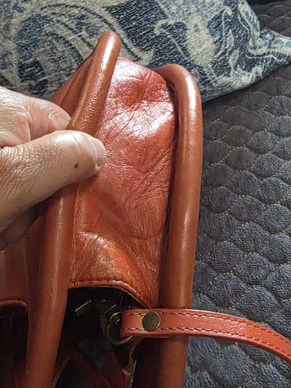 Antropologie Julien Leather  Crossbody Bag in Burnt Orange.